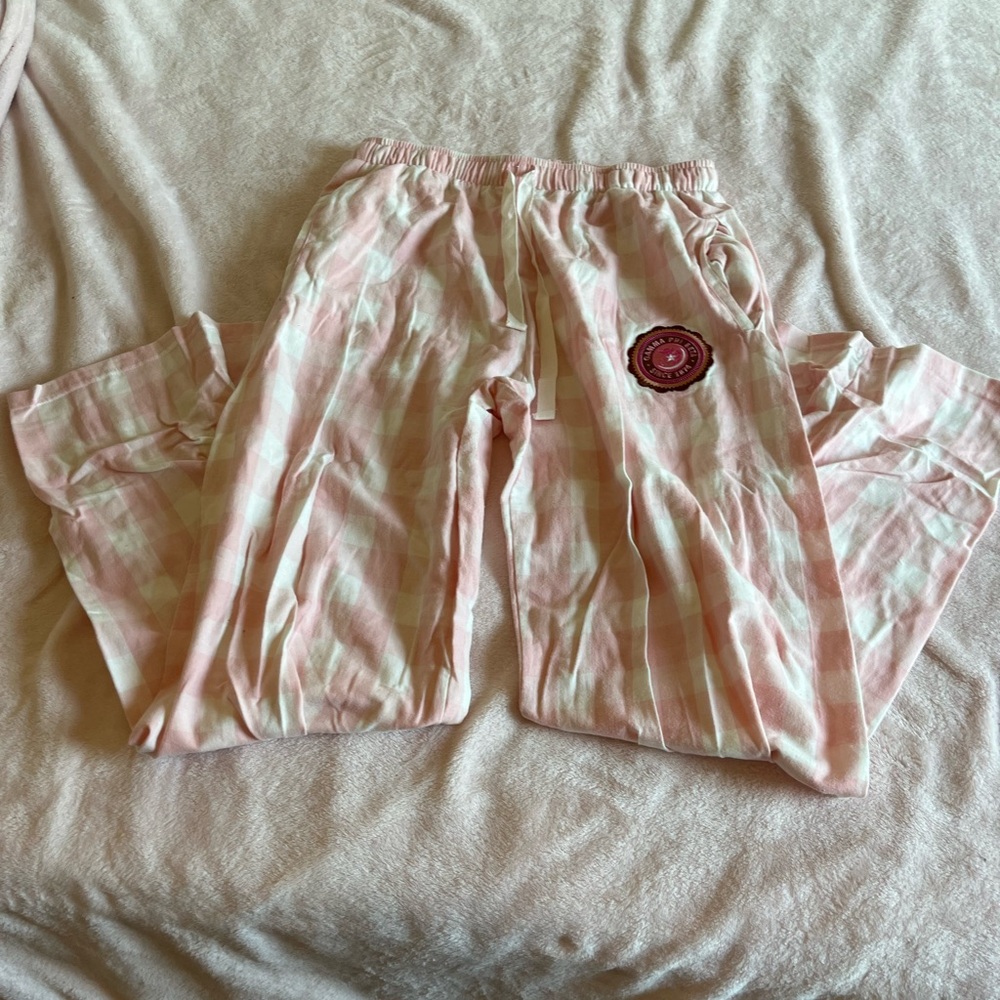 Gamma Phi Beta Sorority Pink Plaid Sleep Pants PJ Pajamas Sweatpants Embroidered